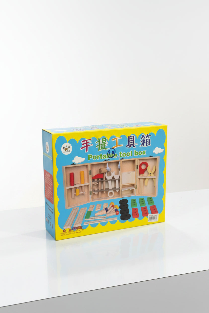 Portable Wooden Tool Box – DIY Construction & Building Set