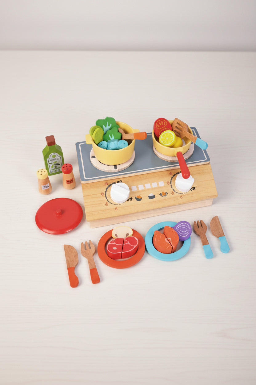 Wooden Kitchen Cooking Set – Pretend Play Kitchen Toy