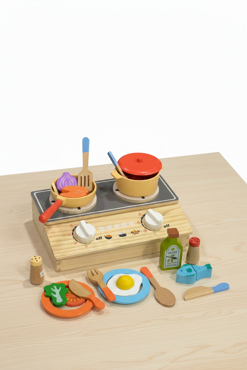 Wooden Kitchen Cooking Set – Pretend Play Kitchen Toy