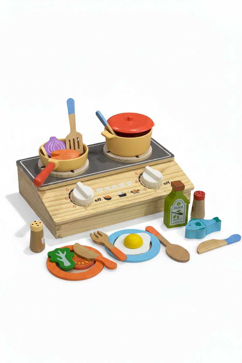 Wooden Kitchen Cooking Set – Pretend Play Kitchen Toy