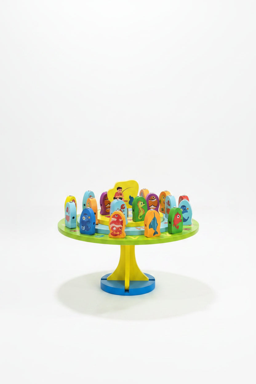Multifunctional Fishing Platform Toy – Wooden Fishing Game
