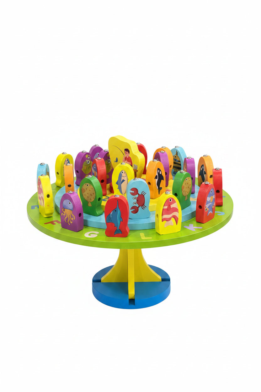 Multifunctional Fishing Platform Toy – Wooden Fishing Game