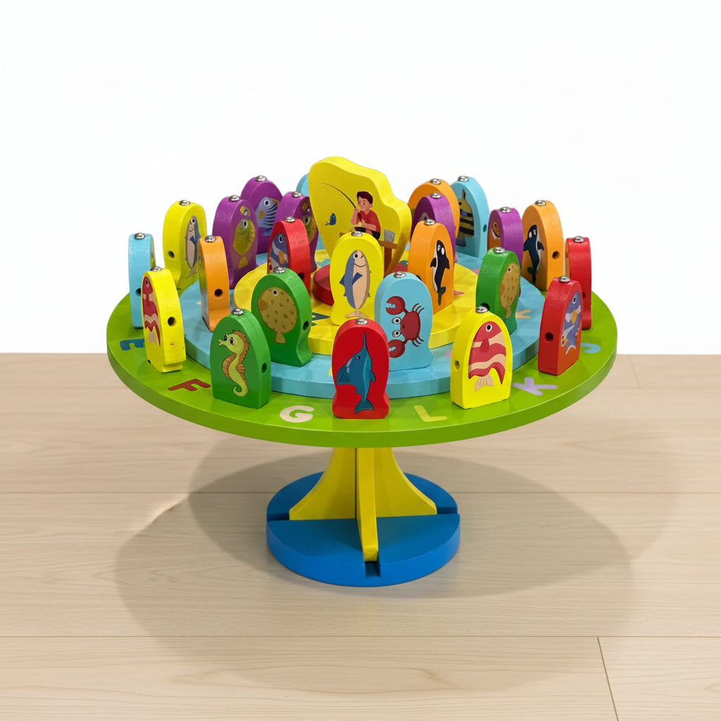 Multifunctional Fishing Platform Toy – Wooden Fishing Game