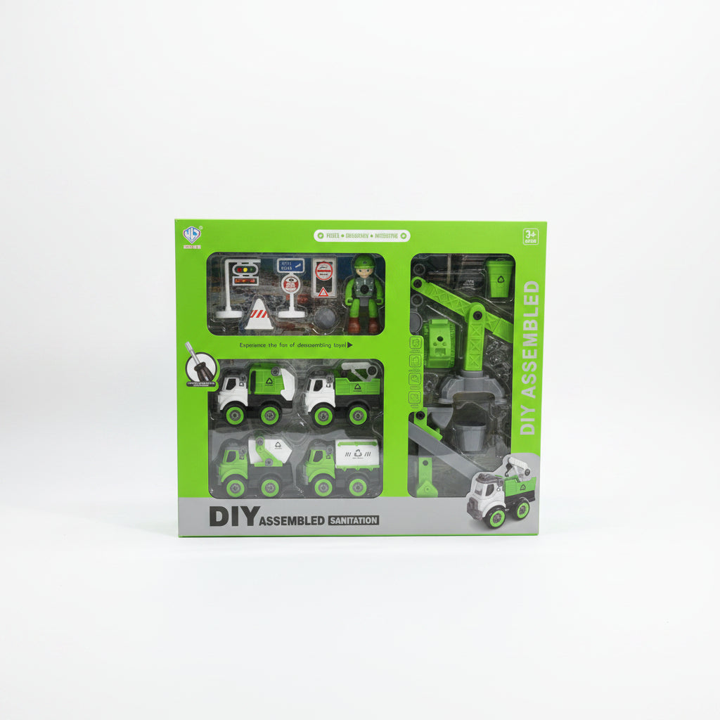 DIY Construction &amp; Rescue Vehicle Assembly Toy Set