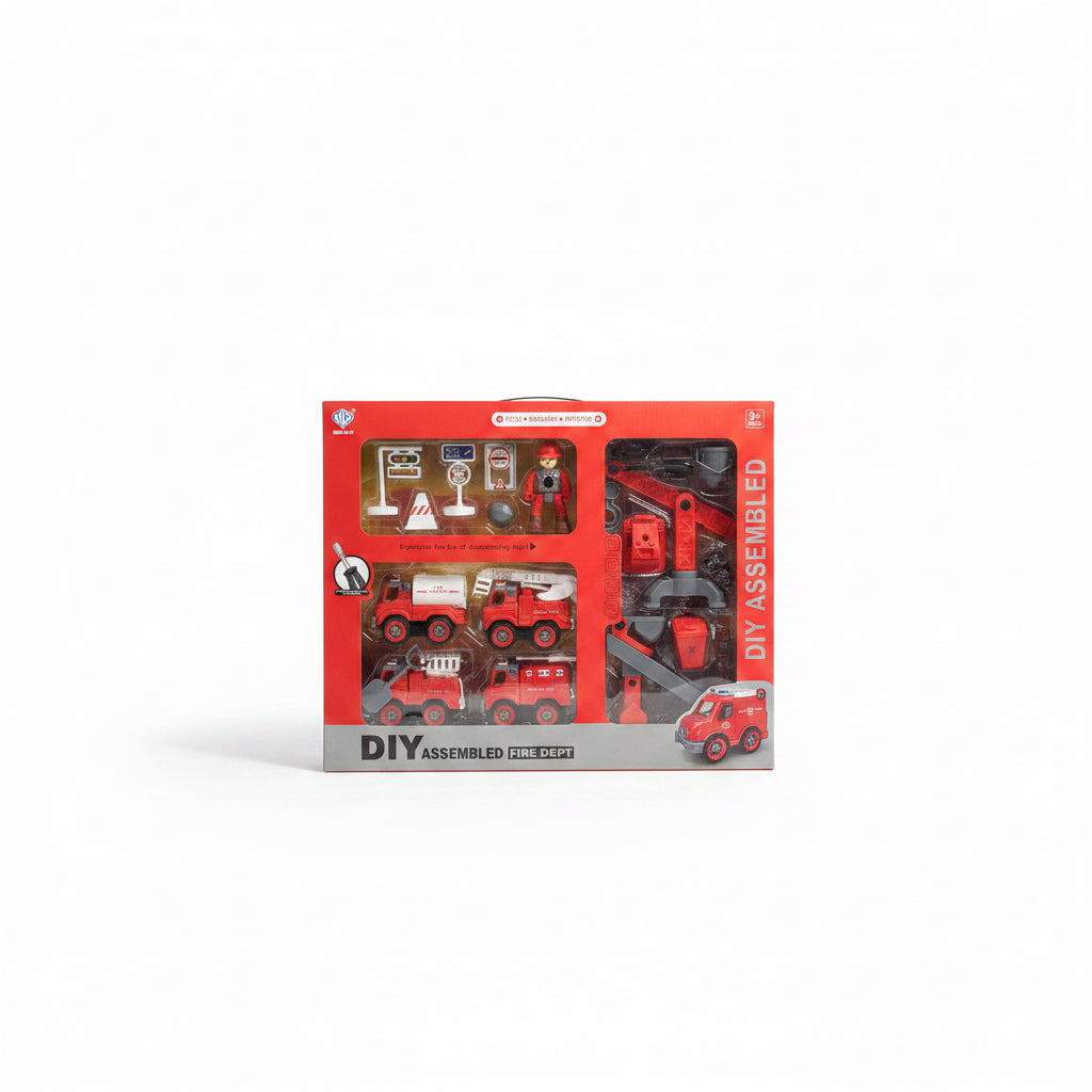 DIY Construction &amp; Rescue Vehicle Assembly Toy Set