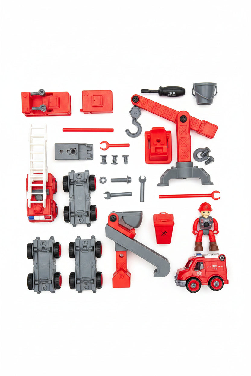 DIY Construction &amp; Rescue Vehicle Assembly Toy Set